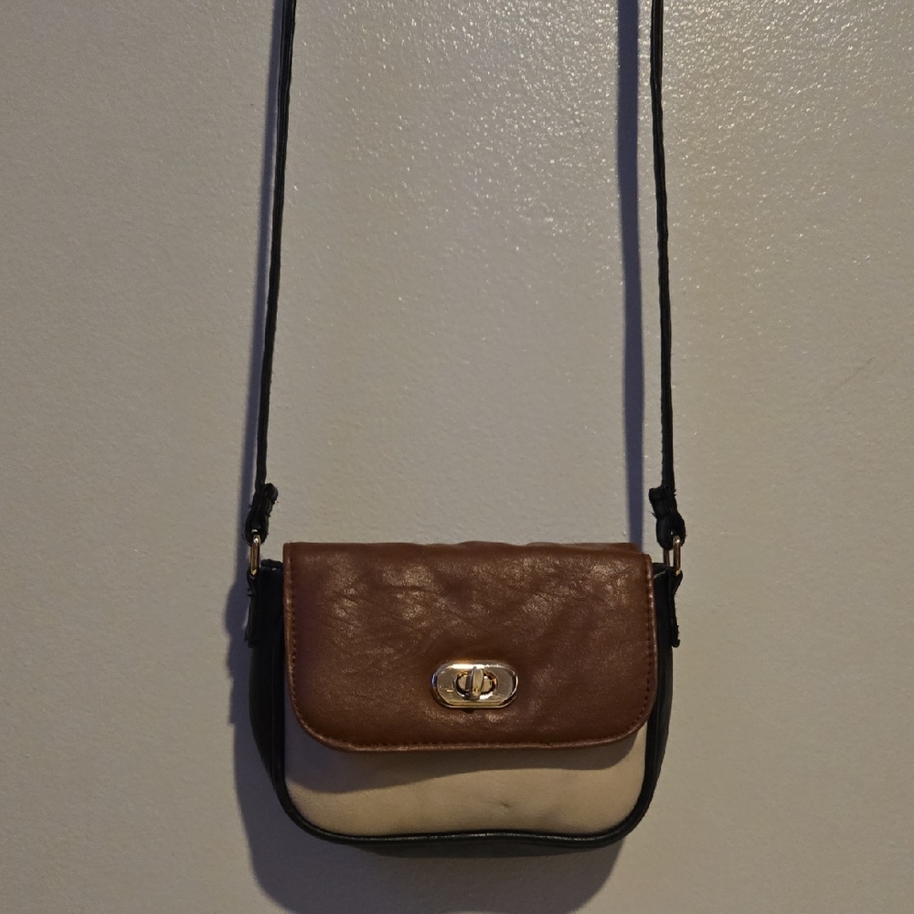 ASOS Elegant Brown and Cream Crossbody Bag with Classic Design